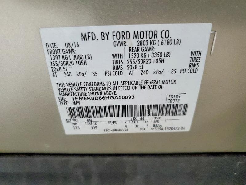 2017 FORD EXPLORER XLT 14