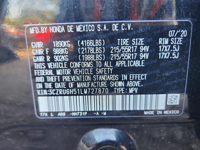 2020 HONDA HR-V EX 13