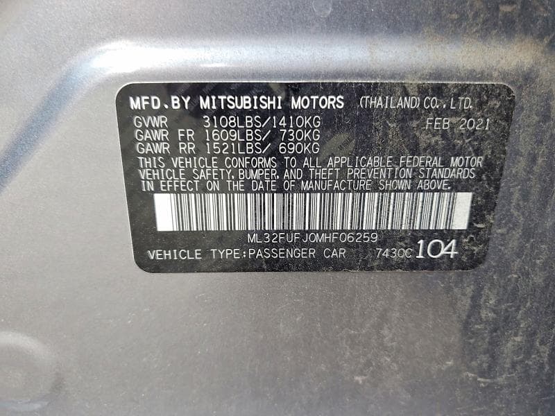 2021 MITSUBISHI MIRAGE G4 ES 12