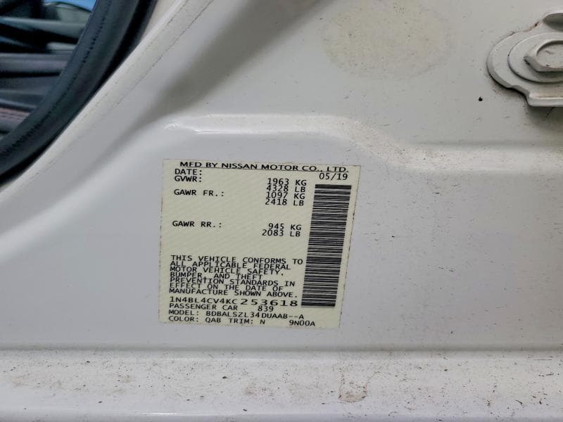 2019 NISSAN ALTIMA SR 12
