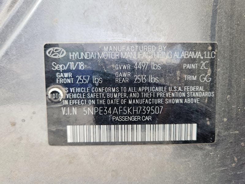 2019 HYUNDAI SONATA SEL 12