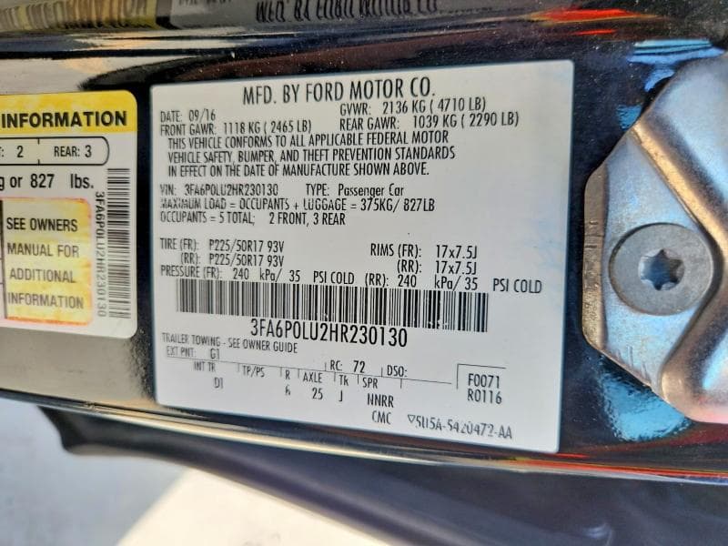 2017 FORD FUSION SE HYBRID 12