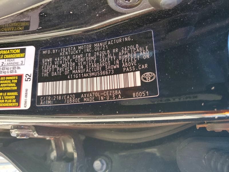 2021 TOYOTA CAMRY SE 12