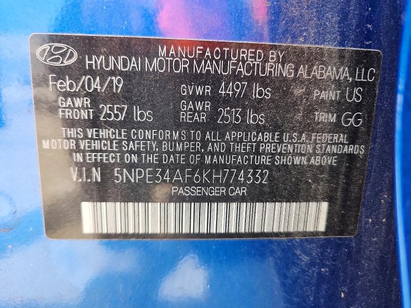 2019 HYUNDAI SONATA SEL 12