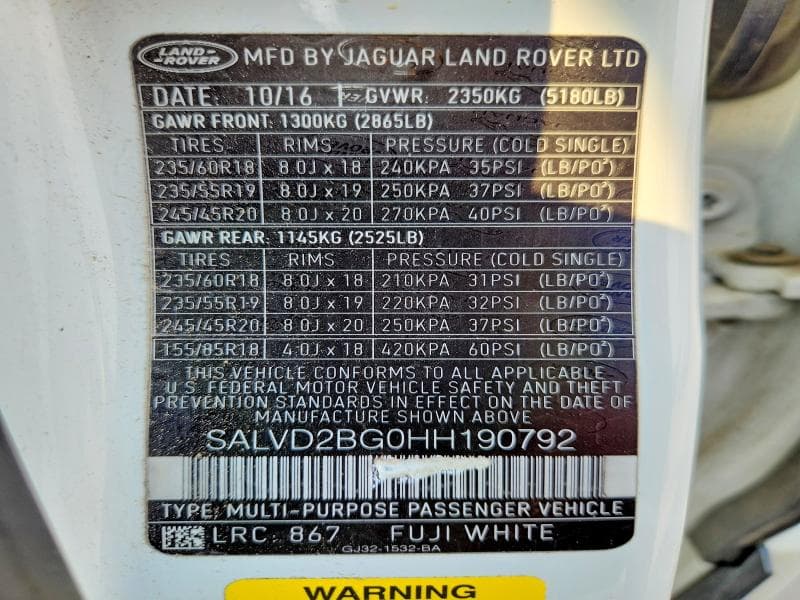 2017 LAND ROVER RANGE ROVER EVOQUE HSE DYNAMIC 14