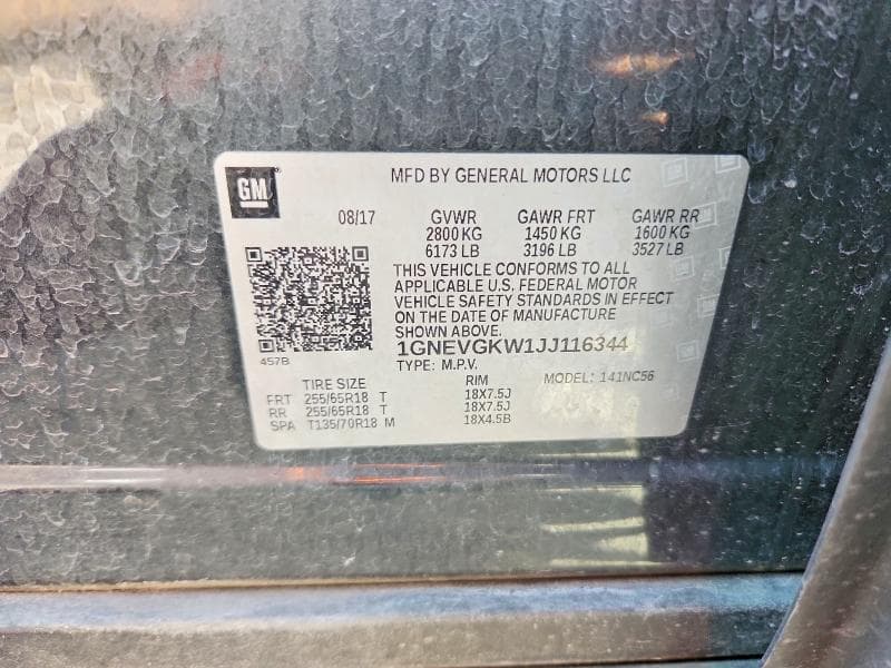2018 CHEVROLET TRAVERSE LT 13