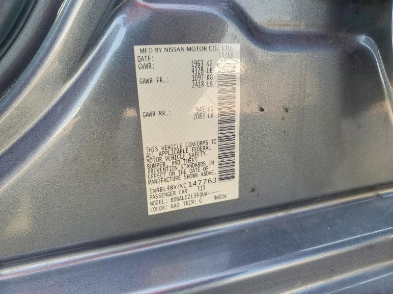 2019 NISSAN ALTIMA S 12