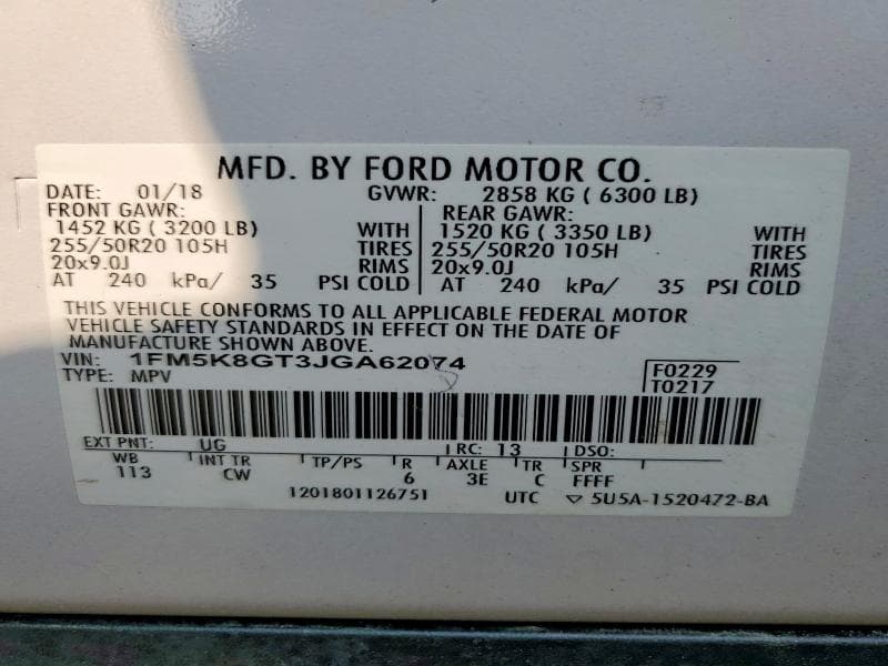 2018 FORD EXPLORER SPORT 13