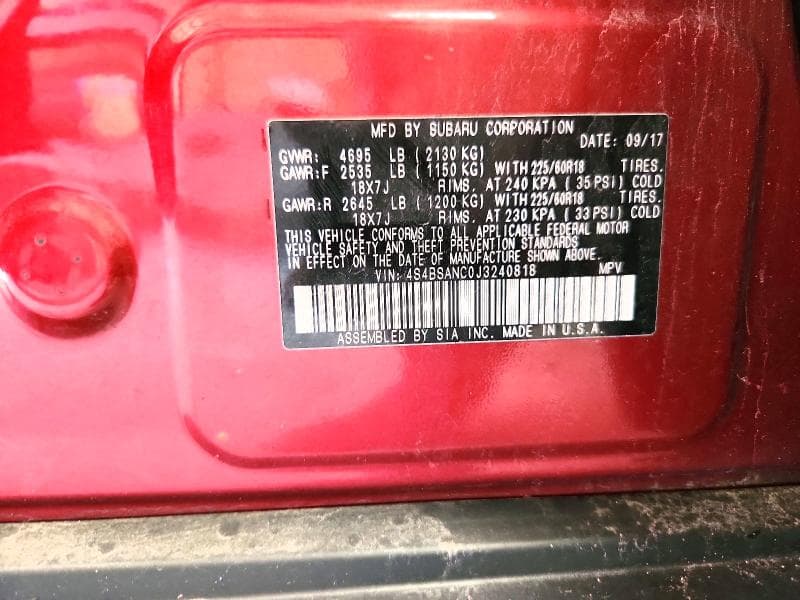 2018 SUBARU OUTBACK 2.5I LIMITED 12