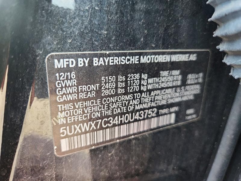 2017 BMW X3 XDRIVE35I 13