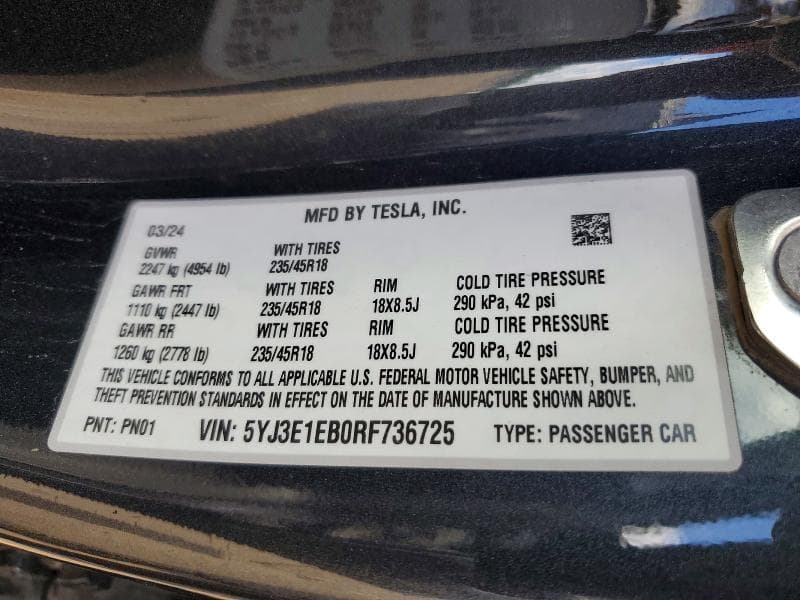 2024 TESLA MODEL 3 13