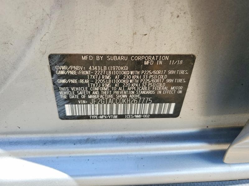 2019 SUBARU CROSSTREK PREMIUM 12