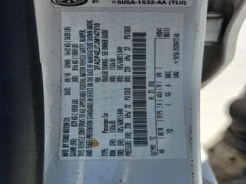 2018 FORD FIESTA SE 12