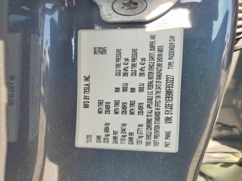 2021 TESLA MODEL 3 12