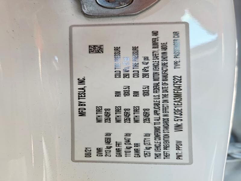 2021 TESLA MODEL 3 13