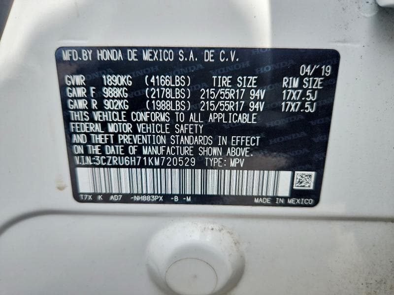 2019 HONDA HR-V EXL 12