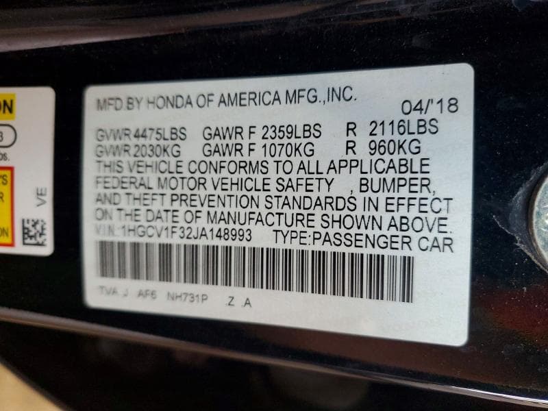 2018 HONDA ACCORD SPORT 12