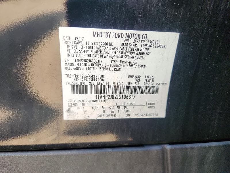 2018 FORD TAURUS LIMITED 12