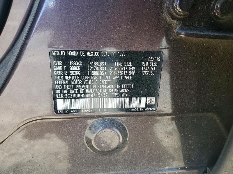 2019 HONDA HR-V EX 12