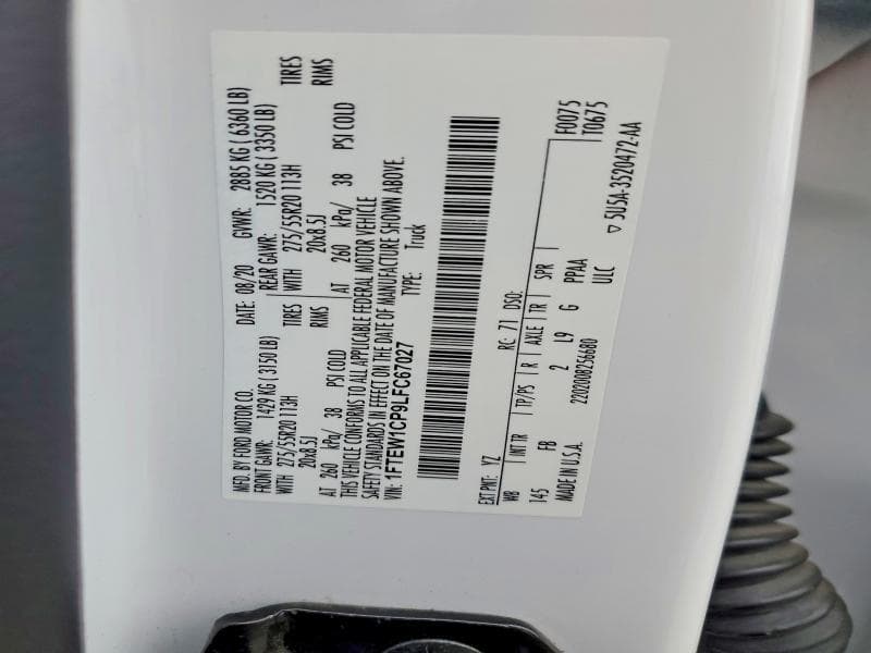 2020 FORD F150 SUPERCREW 12
