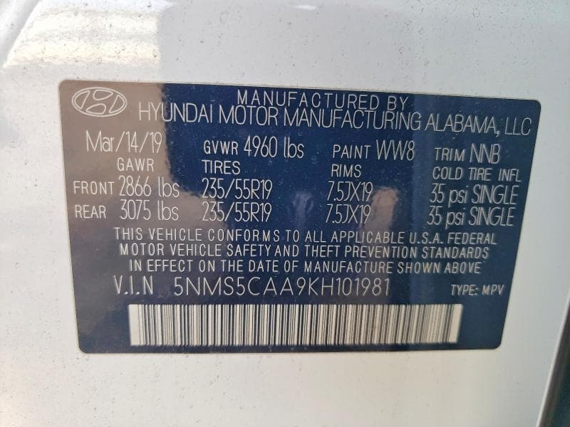 2019 HYUNDAI SANTA FE ULTIMATE 2.0T 13
