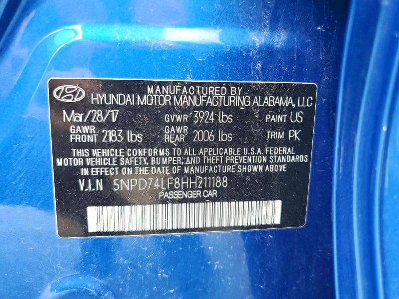 2017 HYUNDAI ELANTRA SE 12