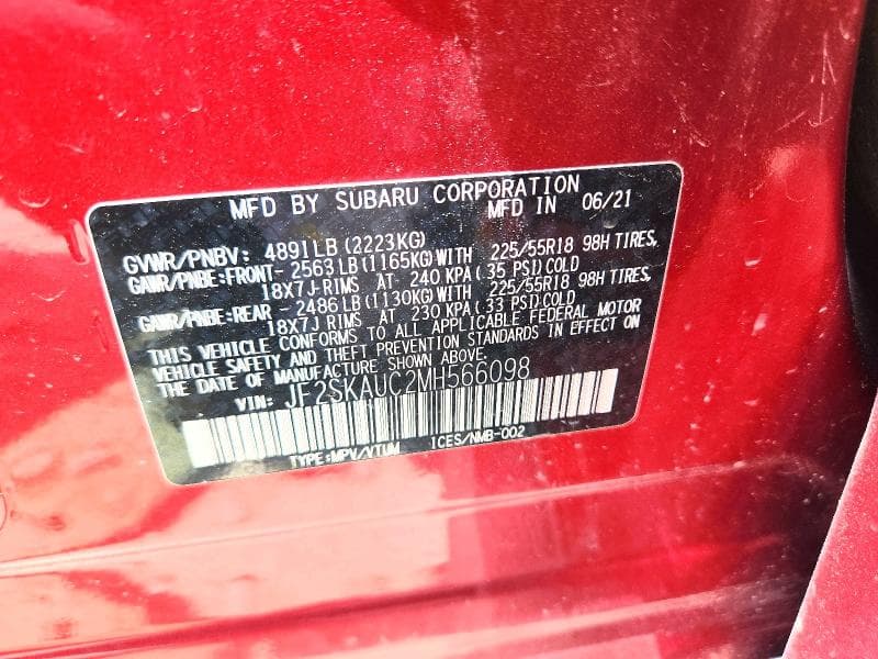 2021 SUBARU FORESTER LIMITED 12