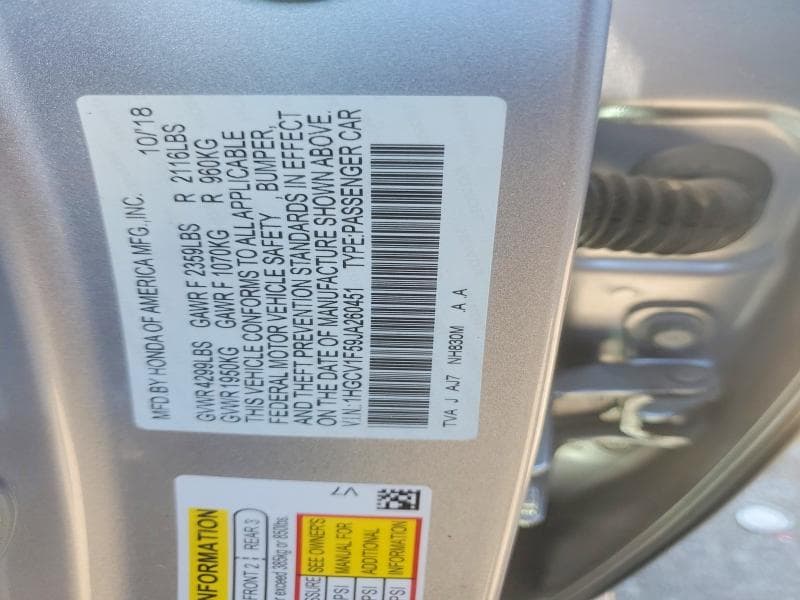 2018 HONDA ACCORD EXL 12