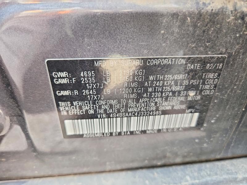 2018 SUBARU OUTBACK 2.5I 13