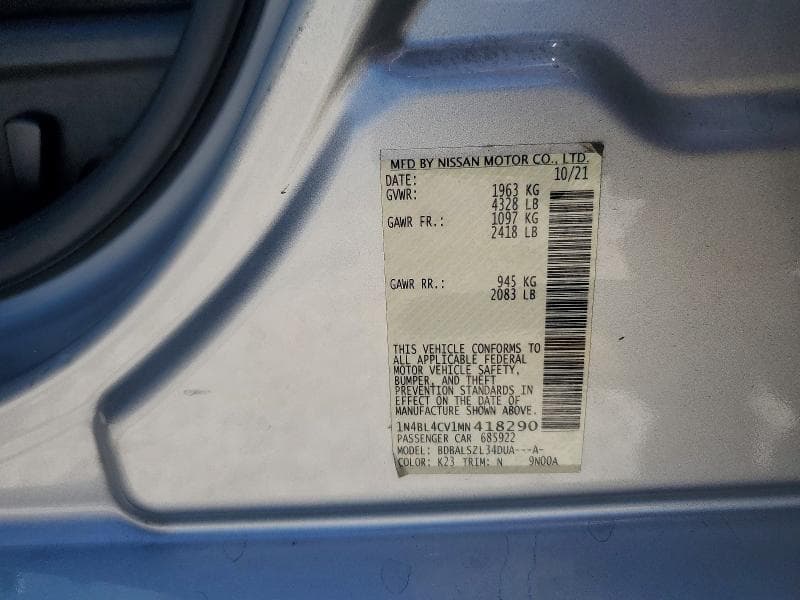 2021 NISSAN ALTIMA SR 12