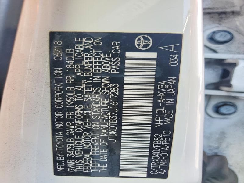 2018 TOYOTA PRIUS C TWO 12