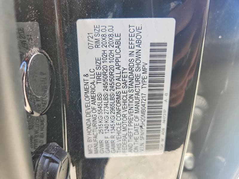 2021 HONDA PILOT SE 14
