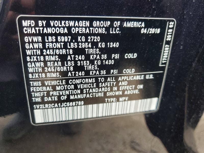 2018 VOLKSWAGEN ATLAS SE SE 13