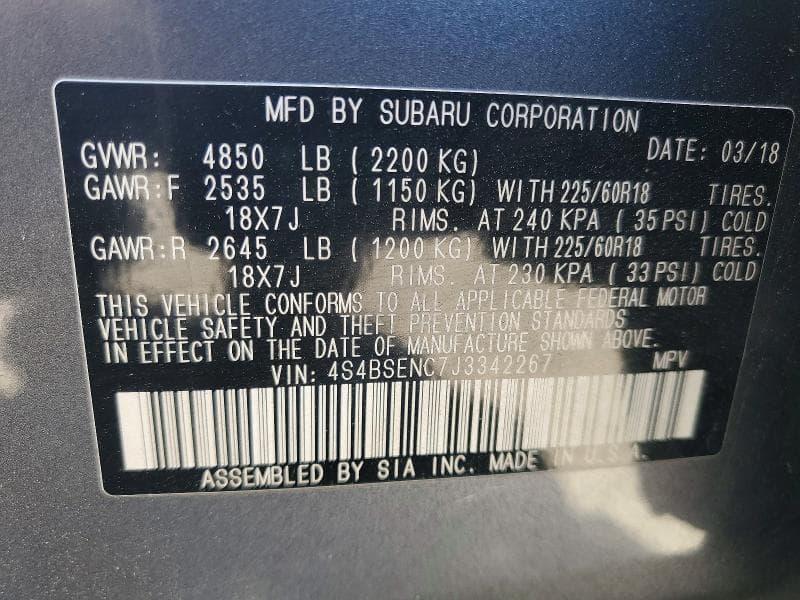 2018 SUBARU OUTBACK 3.6R LIMITED 13