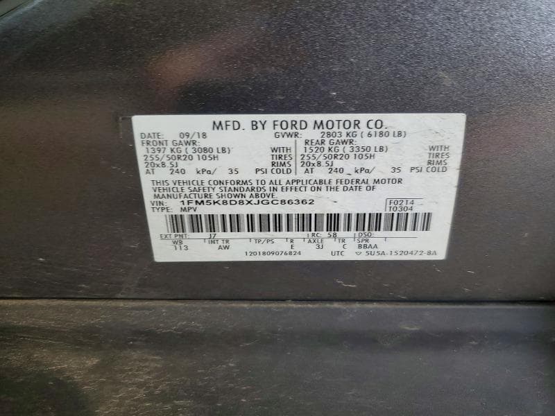 2018 FORD EXPLORER XLT 13