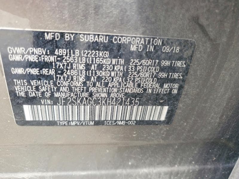 2019 SUBARU FORESTER PREMIUM 13