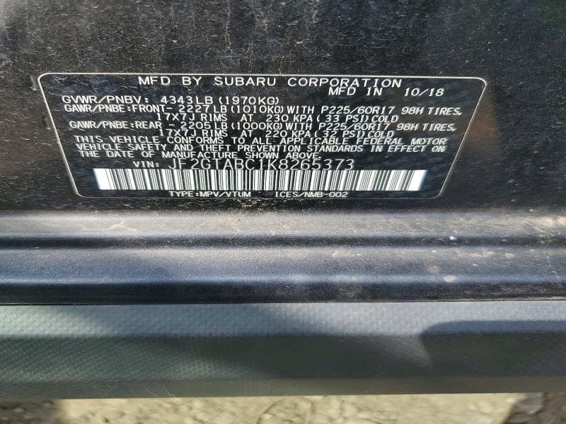 2019 SUBARU CROSSTREK 12