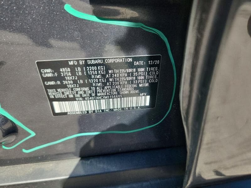 2021 SUBARU OUTBACK LIMITED 13