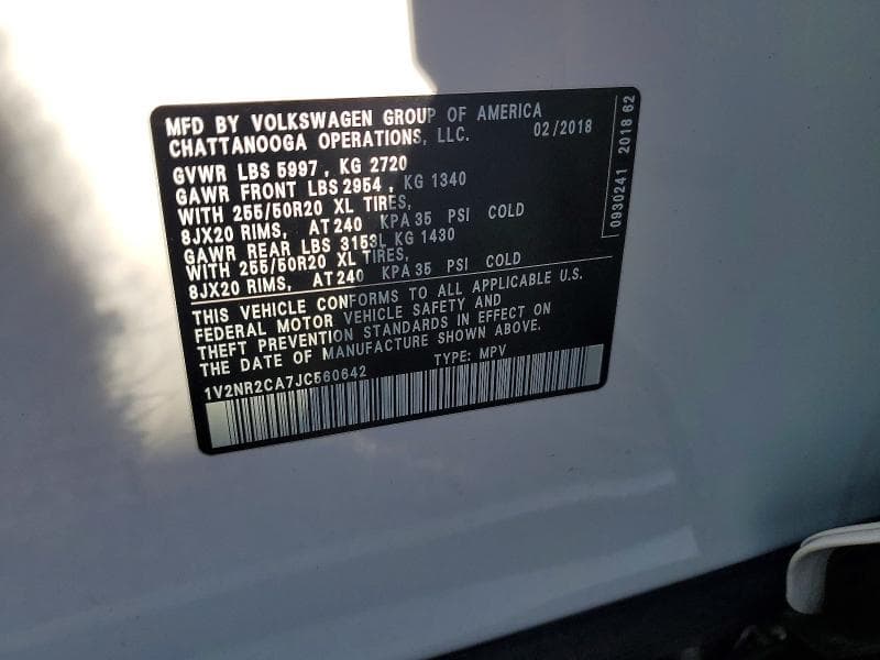 2018 VOLKSWAGEN ATLAS SEL PREMIUM 13