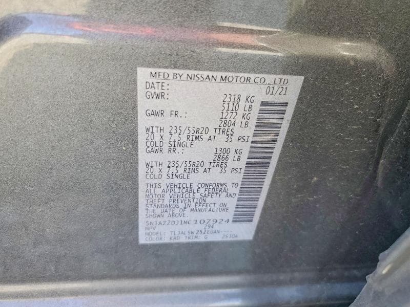 2021 NISSAN MURANO PLATINUM 13