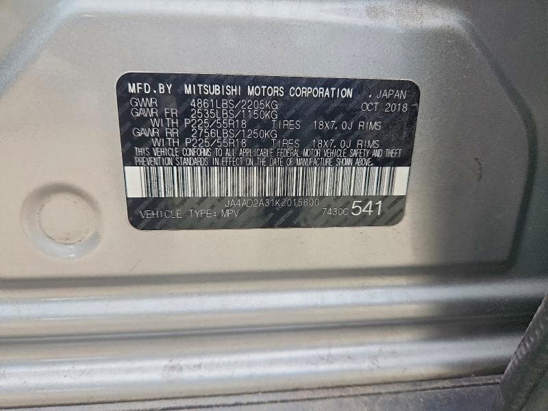 2019 MITSUBISHI OUTLANDER ES 12