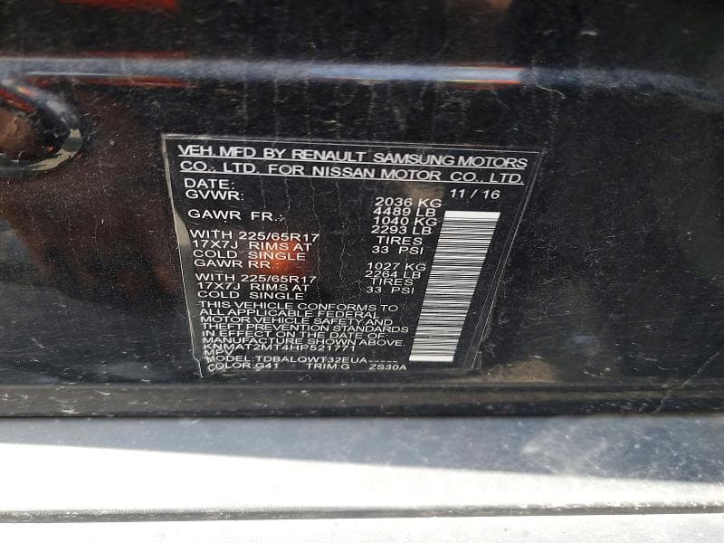 2017 NISSAN ROGUE SV 13