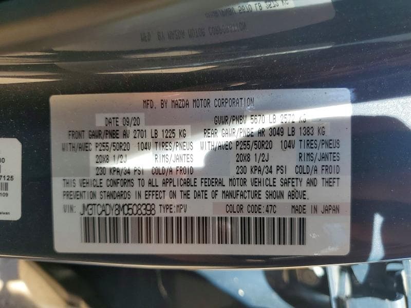 2021 MAZDA CX-9 GRAND TOURING 13