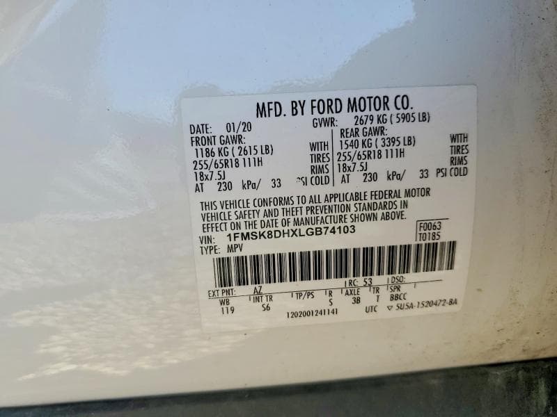 2020 FORD EXPLORER XLT 13