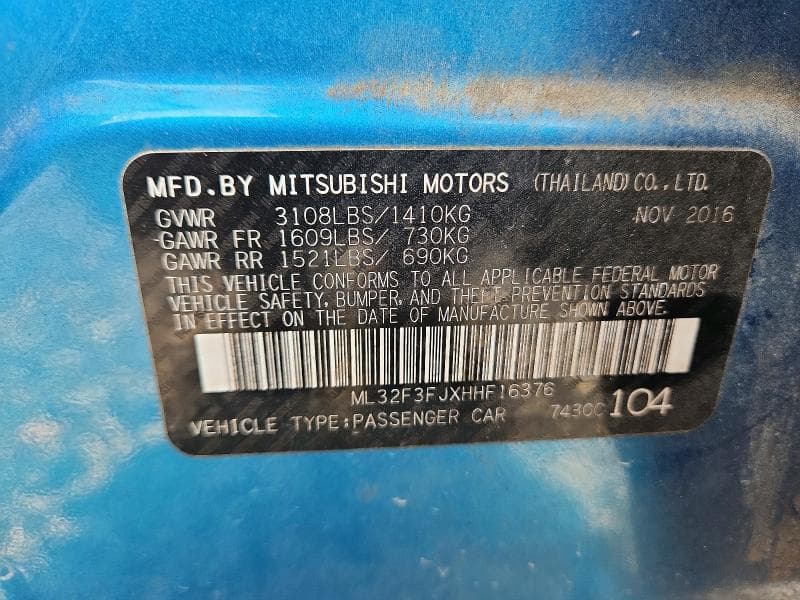 2017 MITSUBISHI MIRAGE G4 ES 12