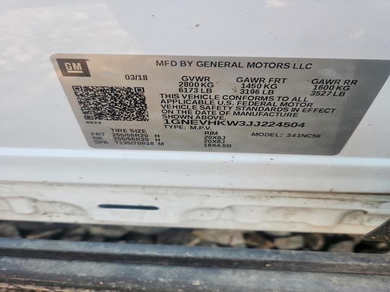 2018 CHEVROLET TRAVERSE LT 14