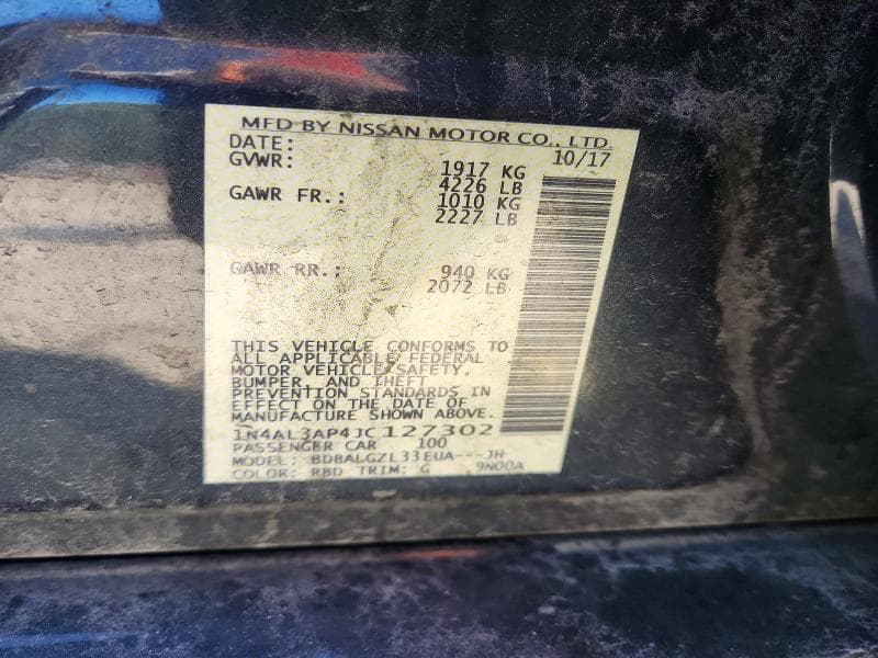 2018 NISSAN ALTIMA 2.5 S 12