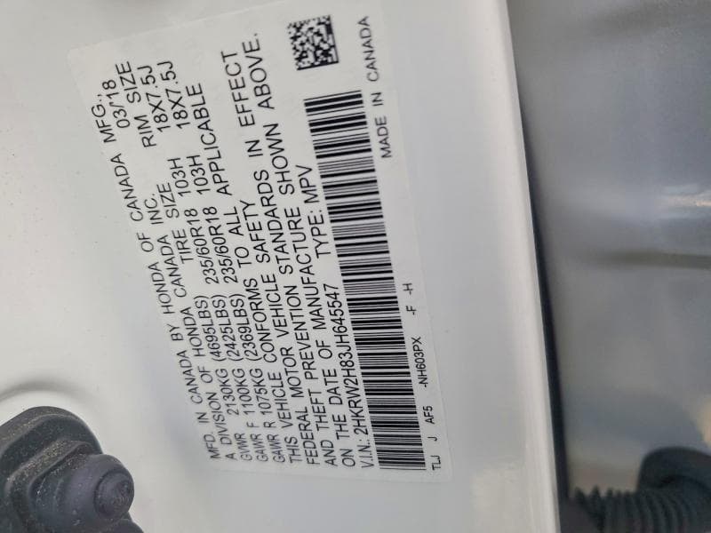 2018 HONDA CR-V EXL 13