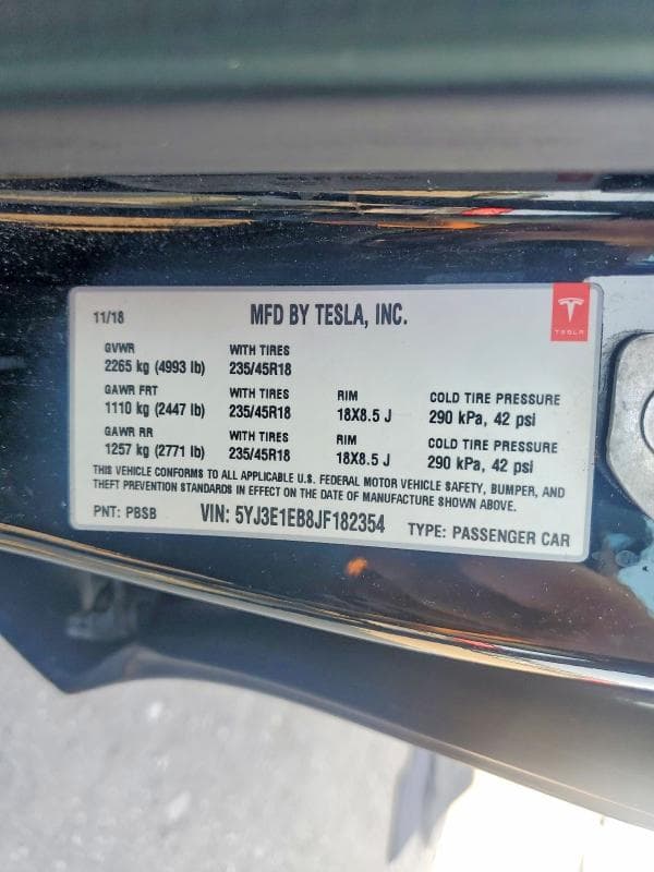 2018 TESLA MODEL 3 12