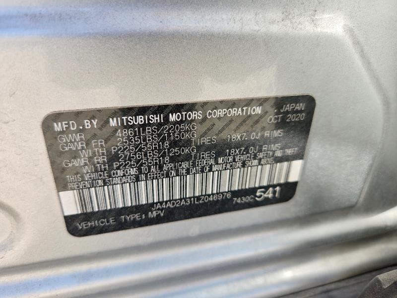 2020 MITSUBISHI OUTLANDER ES 12